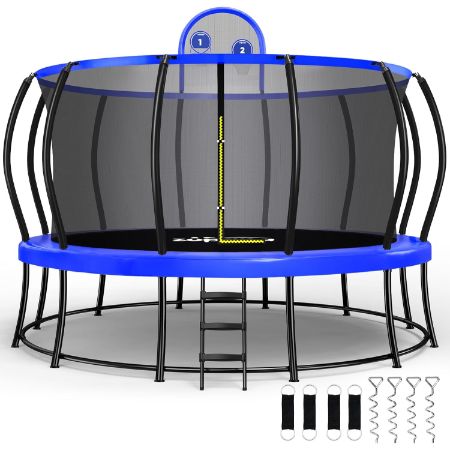 Zupapa double frame trampoline with enclosure and ladder