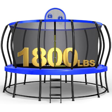 Zupapa heavy duty round trampoline with safety enclosure