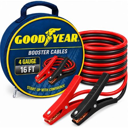 Goodyear 4 Gauge 16-Foot heavy duty jumper cables with carrying case