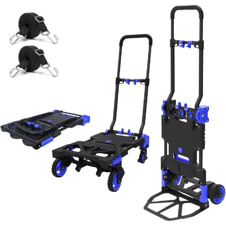 Oyoest 2-in-1 folding hand truck and platform cart with flat-free wheels