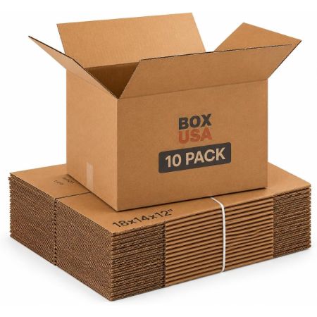 BOX USA medium 18 x 14 x 12 inch moving boxes 10 pack
