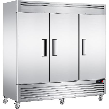 Coolake 82-Inch Commercial Reach-In Refrigerator — 72 Cu. Ft., 3 Doors
